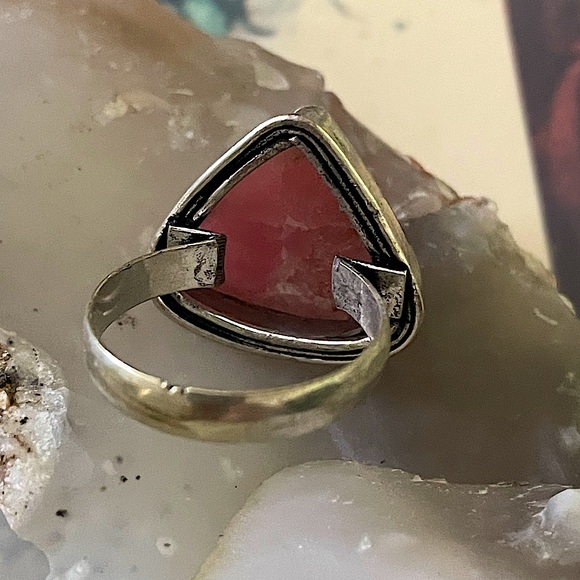 Artisan Rose Quartz Sterling Silver 925 Feminine Pink Handcrafted Ring SZ 8 - Picture 12 of 14